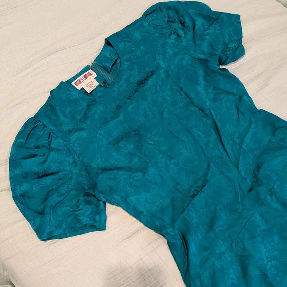 Maggy London Turquoise Jacquard Dress - Picture 1 of 3